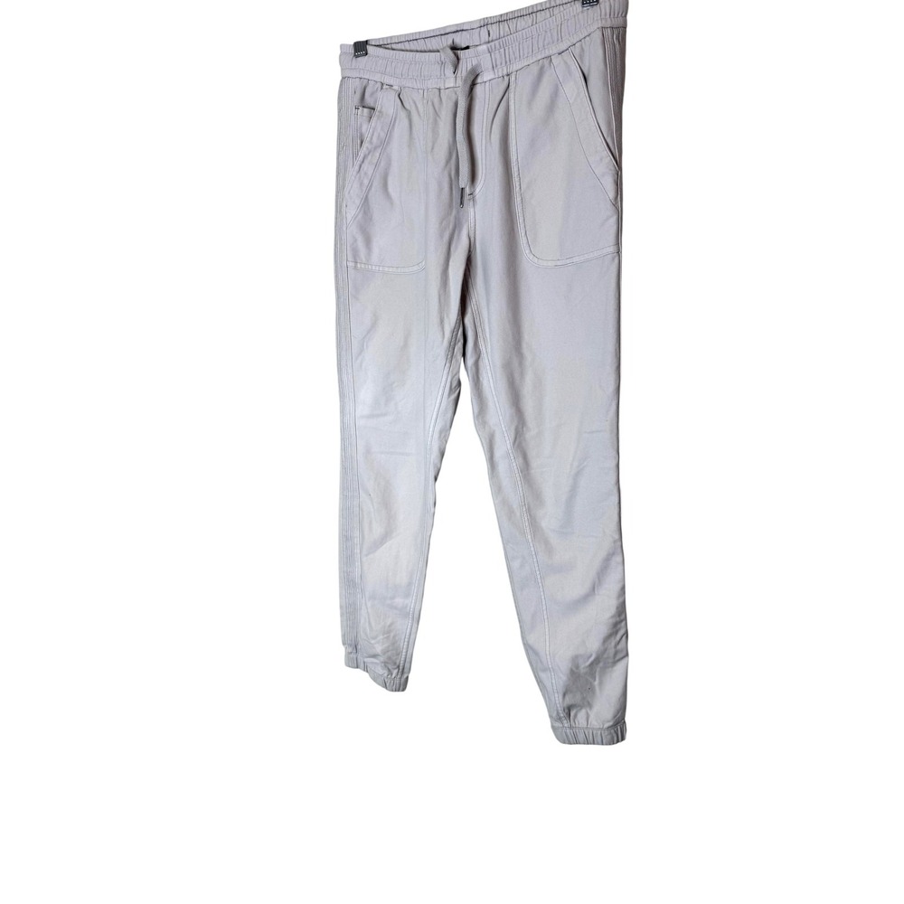 Athleta Jogger Pants Womens 2 White Farallon Twill Elastic Waist Travel Athletic